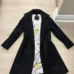 Mackage Black Trench Coat with Patterned Lining